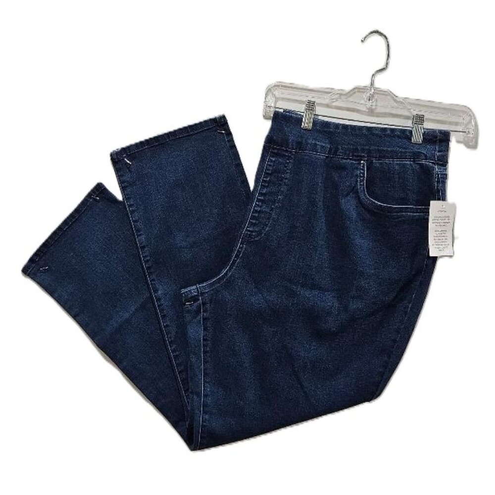 New BLAIR DENIM STRETCH PULL UP MEDIUM WASH STRAIGHT LEG JEANS 24W  RELAXED FIT